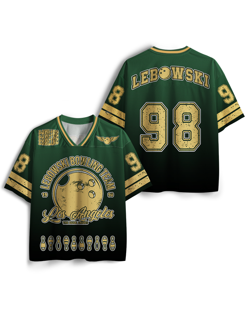 TheRetroTee Lebowski Bowling-Team Los Angeles 1980er Mesh-Trikot