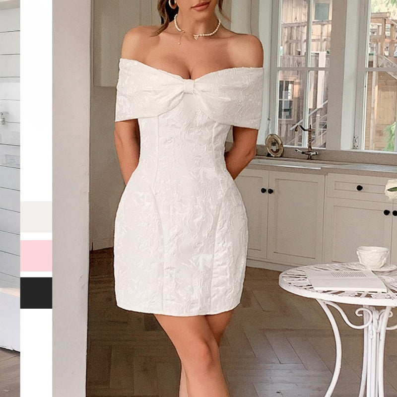 2025 Women's Elegant Off-Shoulder Tube Top Dress with High Waist Pleated dress Classy Bodycon Midi Dress for Party Evening