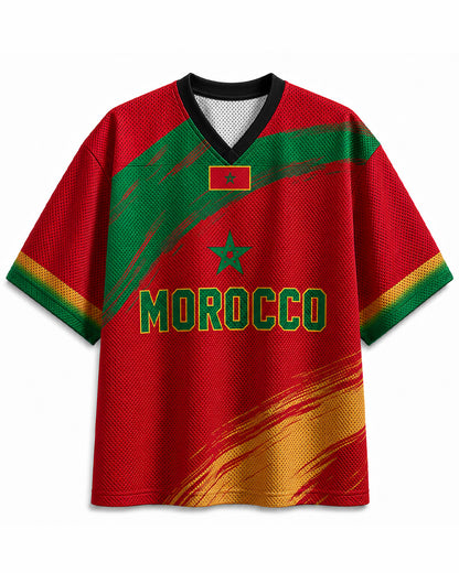 TheRetroTee Maillot de football du Maroc personnalisé en mesh