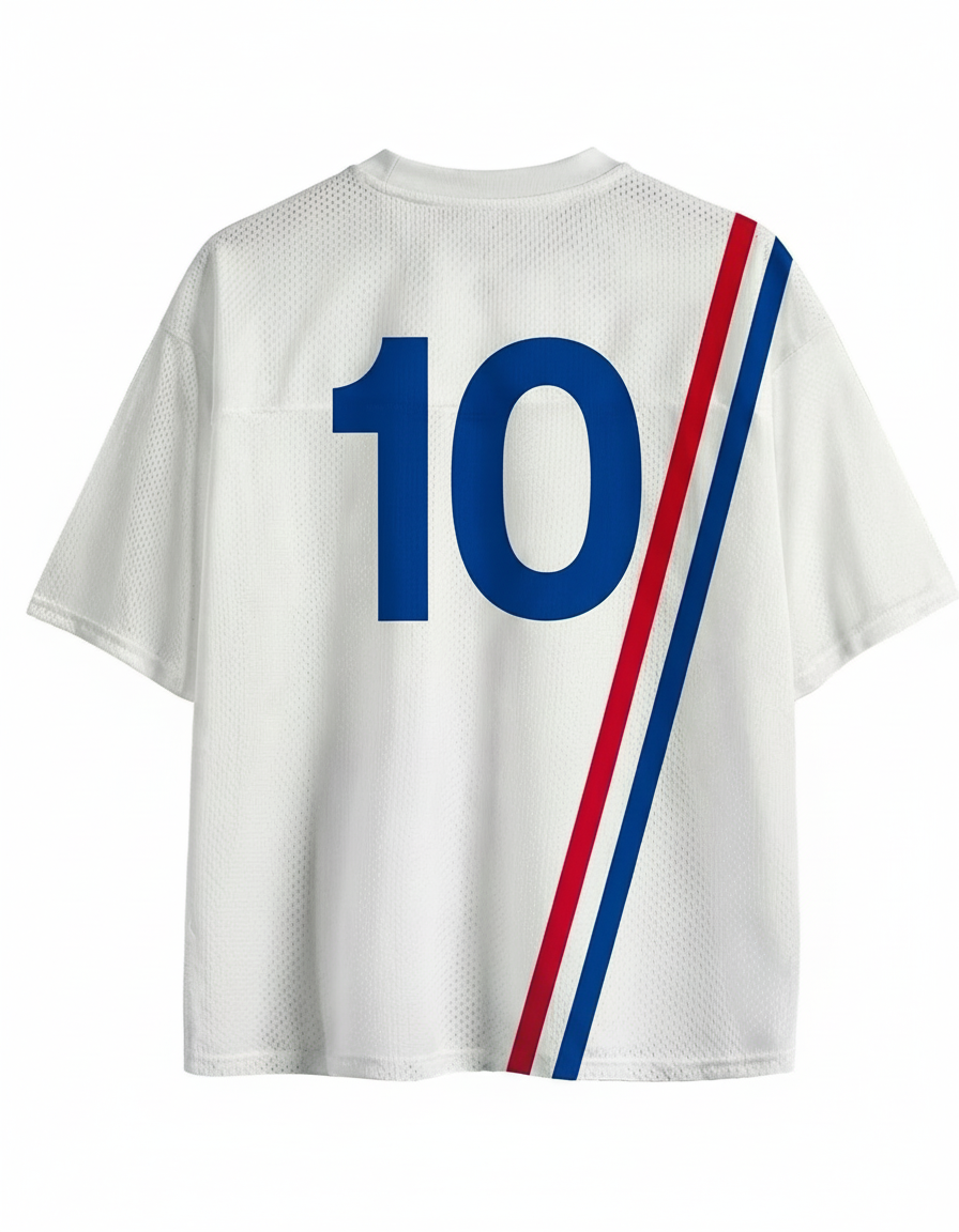 TheRetroTee Vintage 1970er-Jahre inspiriertes #10 Fußball-Mesh-Trikot