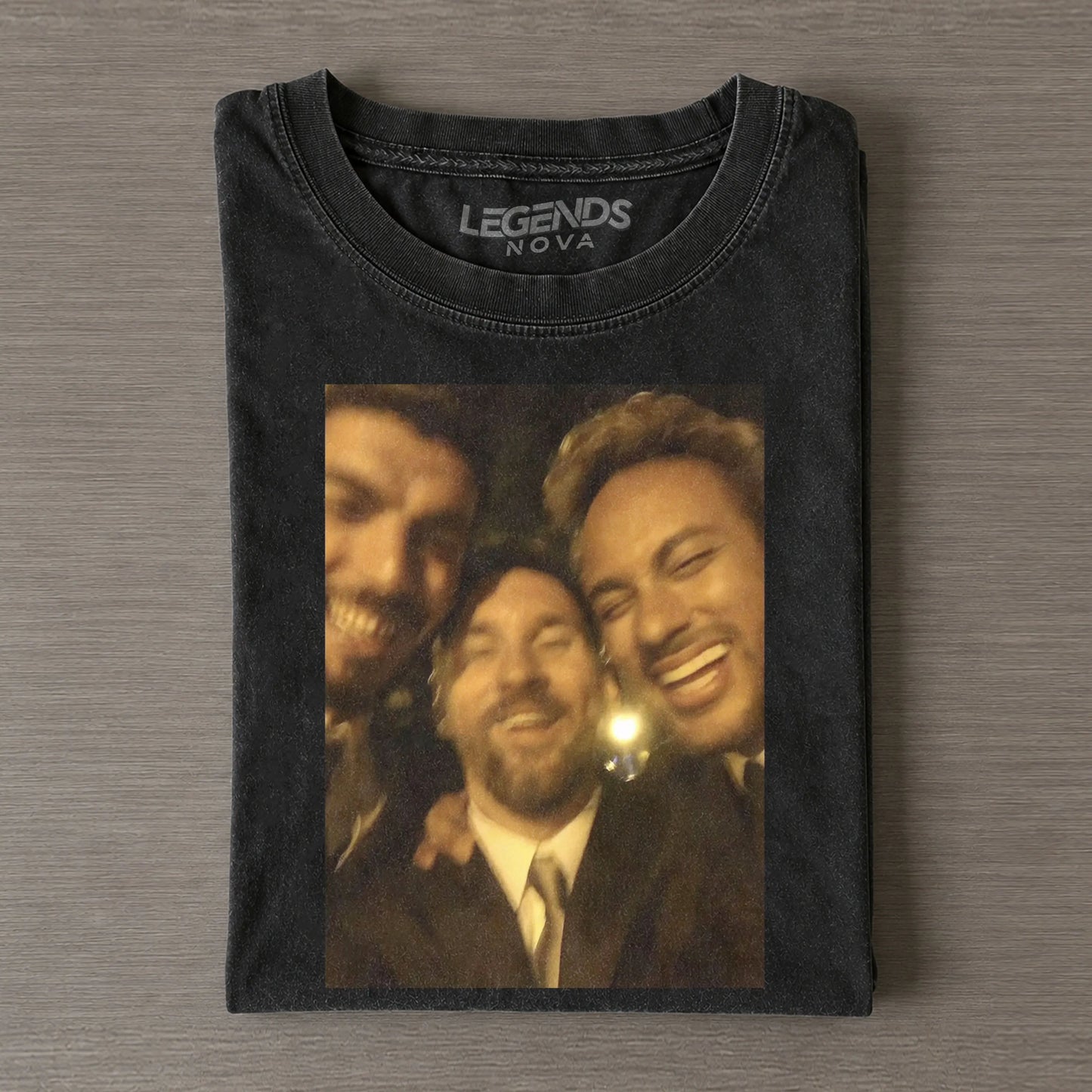 Messi Suarez Neymar MSN Suit Photo Vintage Washed Fan Tee