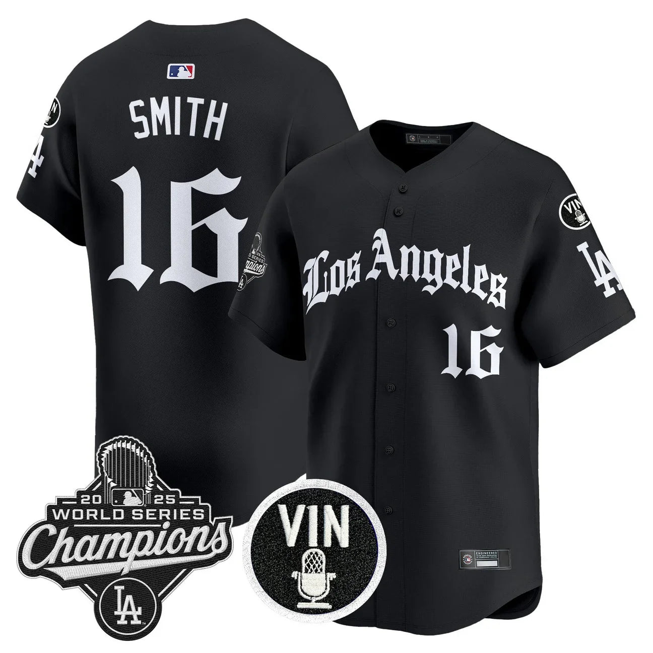 Men's Dodgers 2025 World Series Champions Vapor Premier Limited Jersey - LA Gothic Edition - All Stitched