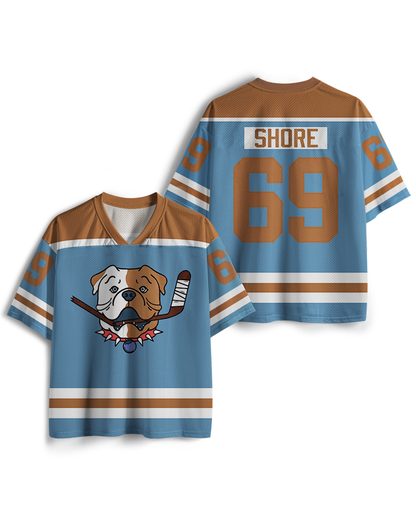Maillot de hockey en mesh TheRetroTee Bulldog #69 bleu clair et marron