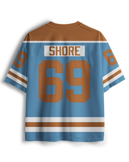 Maillot de hockey en mesh TheRetroTee Bulldog #69 bleu clair et marron