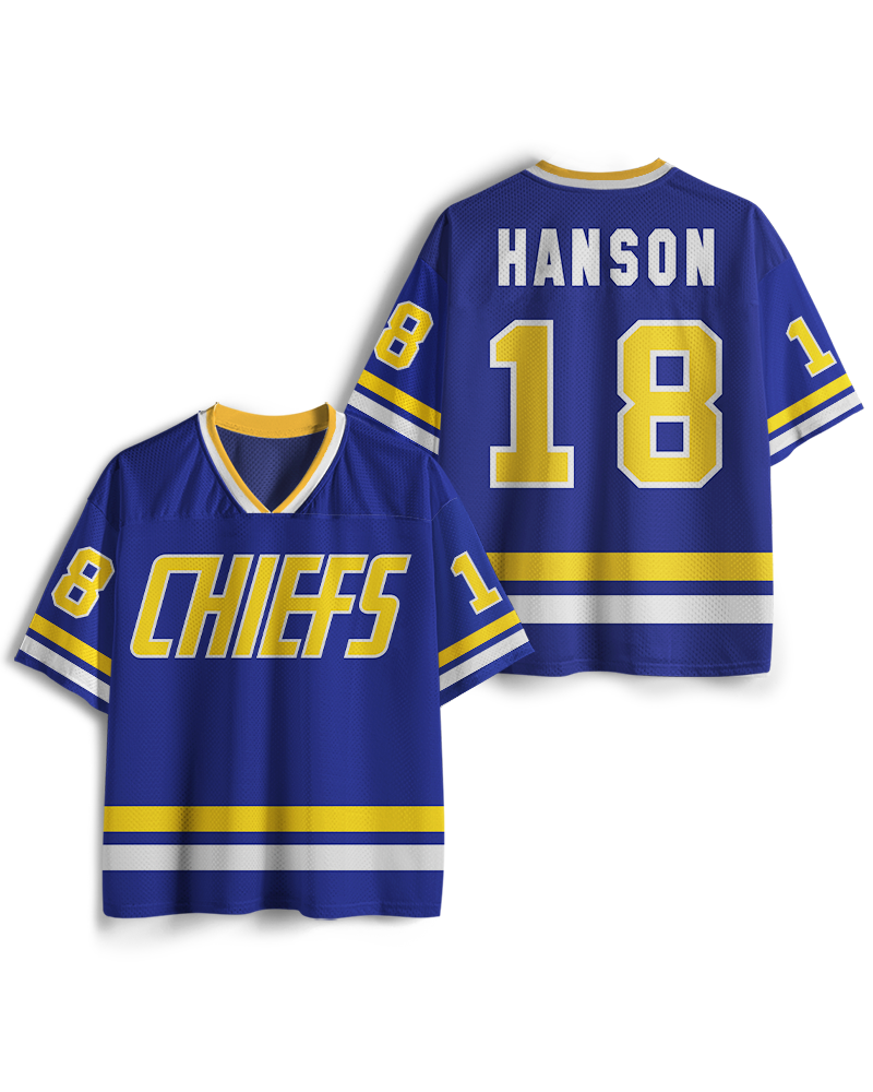 TheRetroTee Hockey #18 Blau & Gelb Fan Mesh Trikot