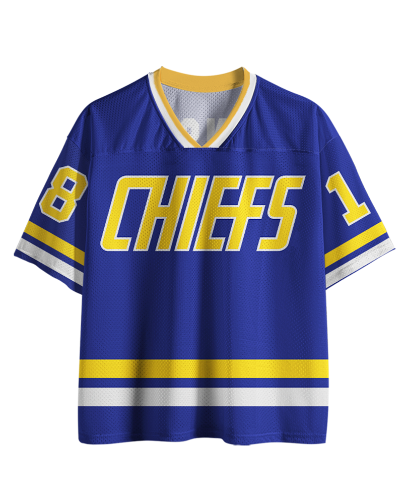 TheRetroTee Hockey #18 Blau & Gelb Fan Mesh Trikot