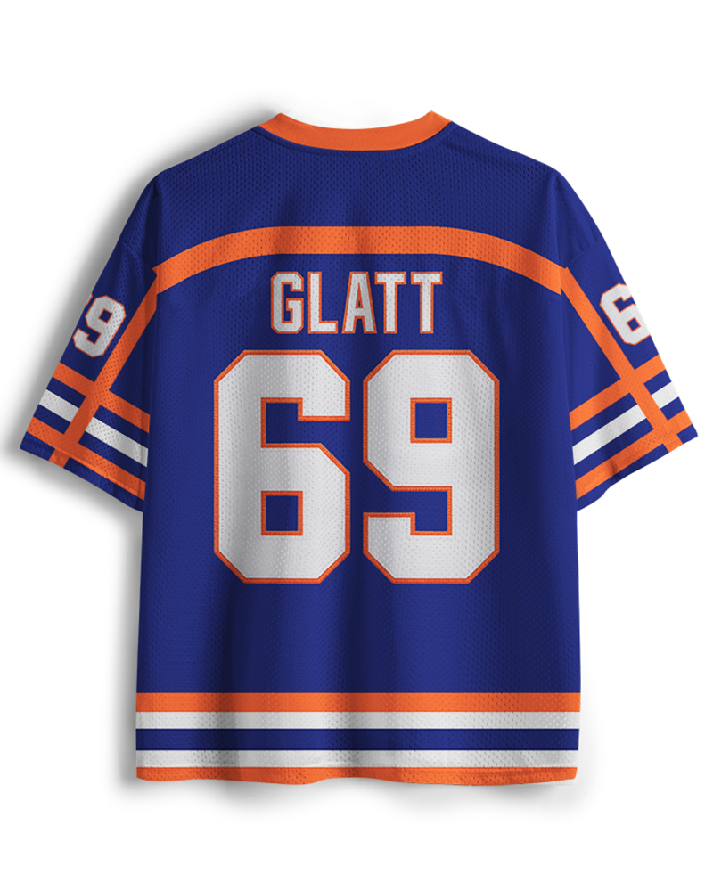 TheRetroTee Enforcer #69 Blue Hockey Movie-Inspired Fan Mesh Jersey
