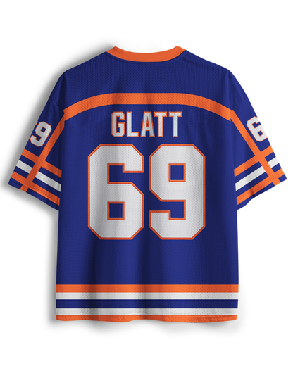 TheRetroTee Enforcer #69 Blue Hockey Movie-Inspired Fan Mesh Jersey