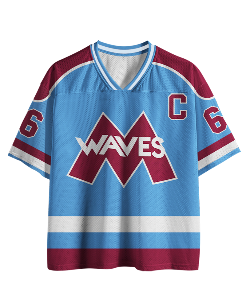 TheRetroTee Waves #66 Hockey Retro Underdog Movie-Inspired Mesh Jersey