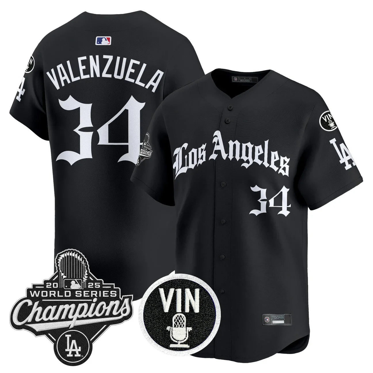 Men's Dodgers 2025 World Series Champions Vapor Premier Limited Jersey - LA Gothic Edition - All Stitched