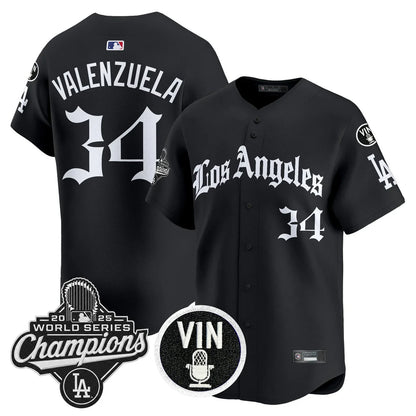 Men's Dodgers 2025 World Series Champions Vapor Premier Limited Jersey - LA Gothic Edition - All Stitched