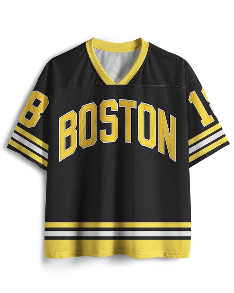 TheRetroTee Sport-Komödie Boston #18 Hockey Mesh Trikot