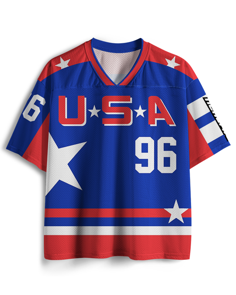 TheRetroTee Comedy Movie-Inspired USA #96 Hockey Mesh Jersey