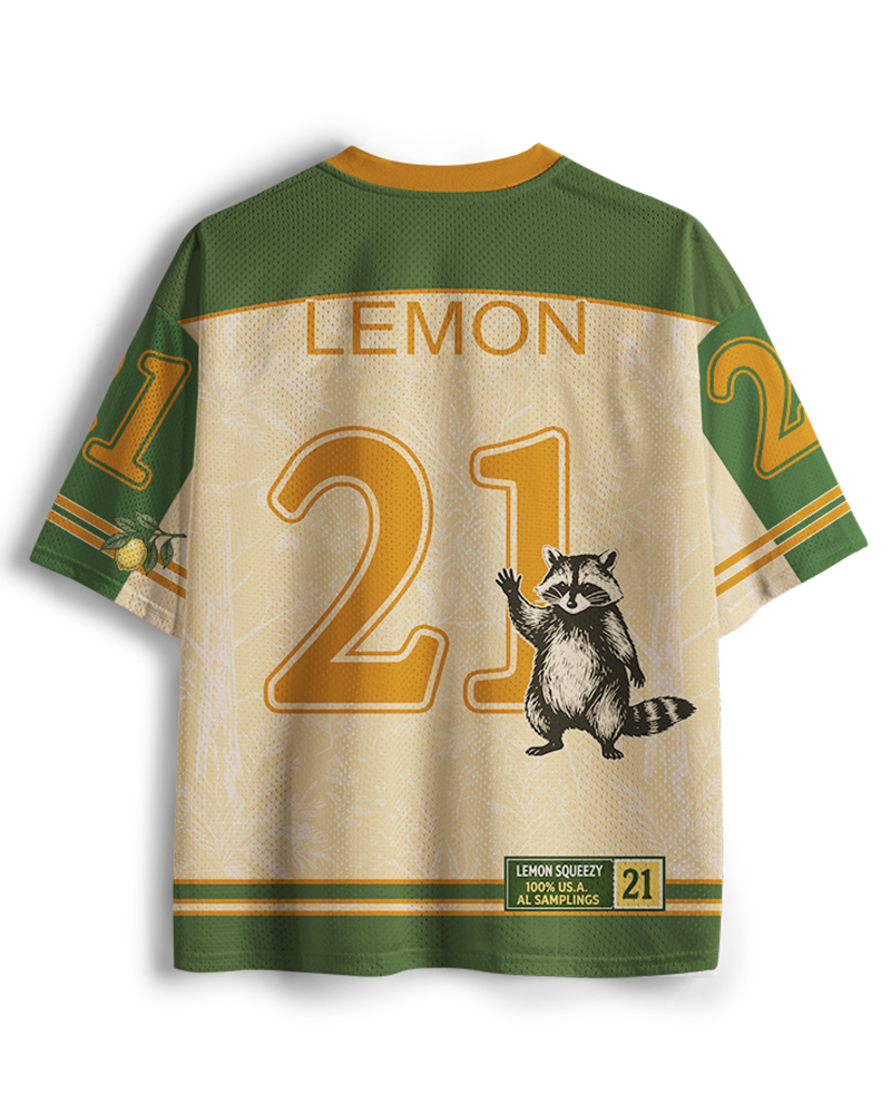 TheRetroTee It Was Not Easy Peasy Lemon Squeezy Raccoon 1970s Mesh Jersey