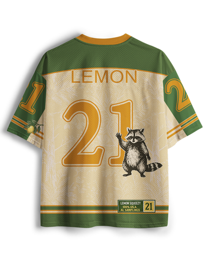 TheRetroTee It Was Not Easy Peasy Lemon Squeezy Raccoon 1970s Mesh Jersey