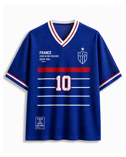 TheRetroTee Frankreich #10 Retro Fußball-Mesh-Trikot