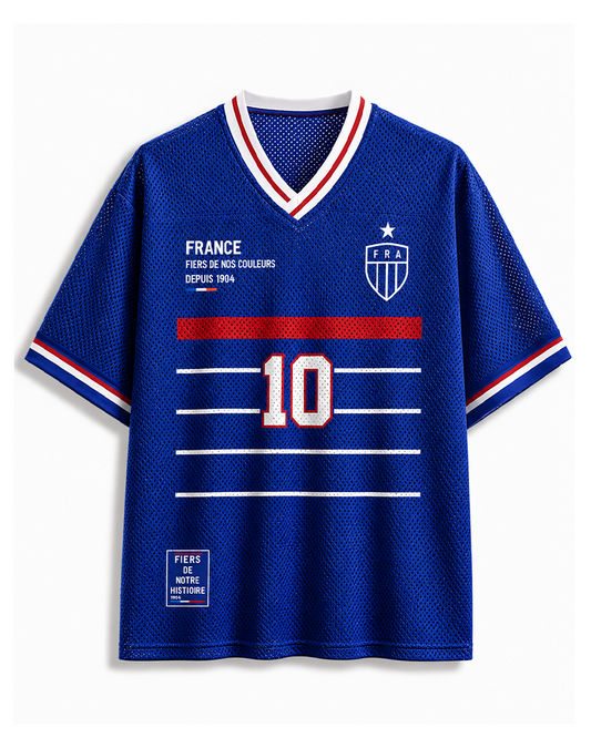 TheRetroTee France #10 Soccer Retro European Football Mesh Jersey