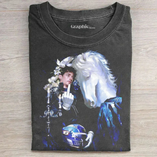 Charles Leclerc White Horse Knight Vintage Washed T-Shirt
