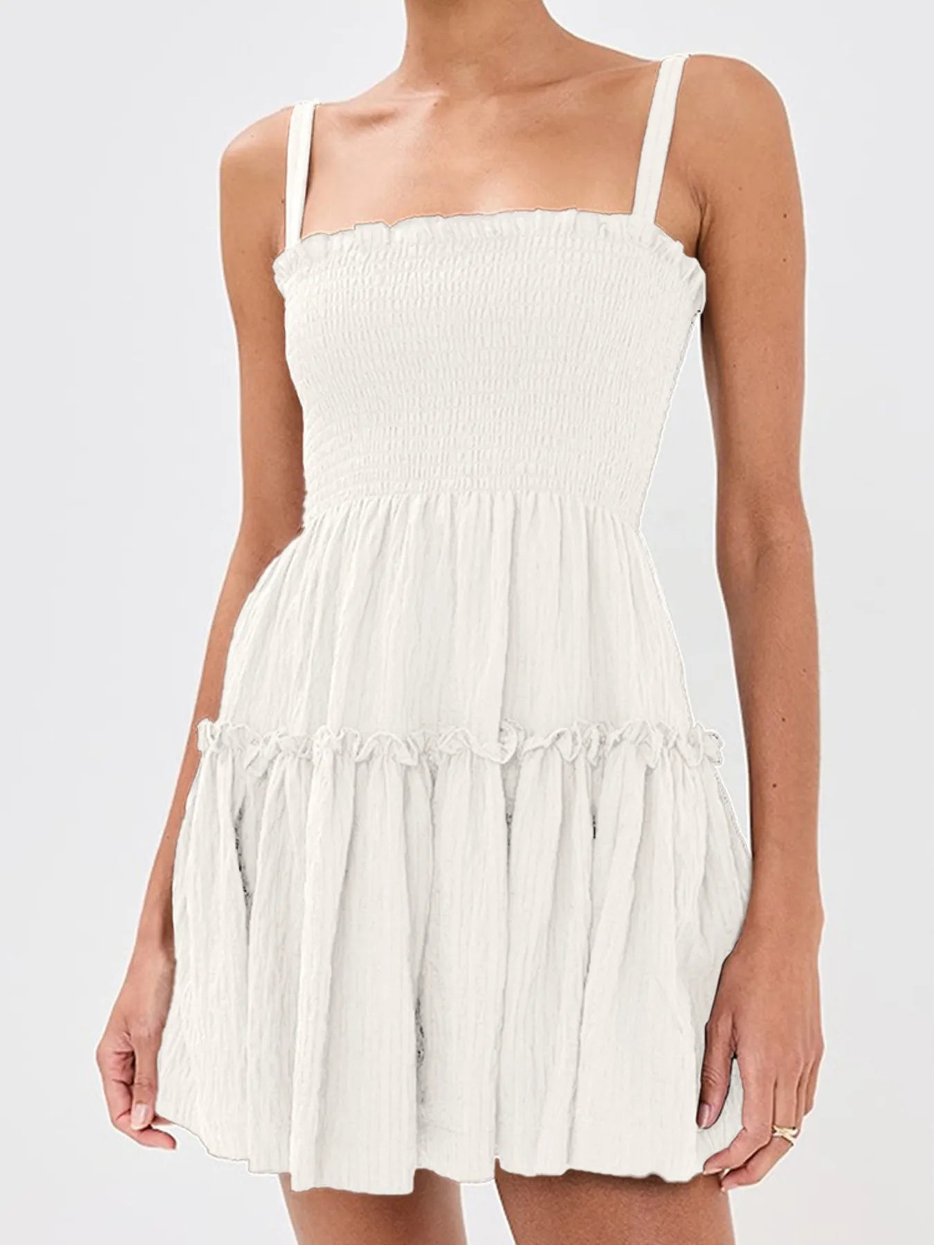 Smocked Frill Cami Mini Dress