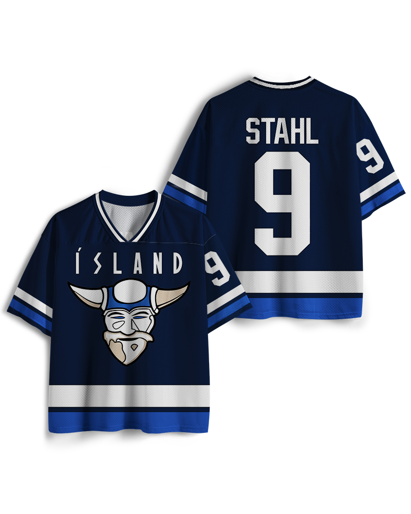 TheRetroTee 1970er Jahre Film-inspiriertes Island Hockey #9 Mesh Trikot