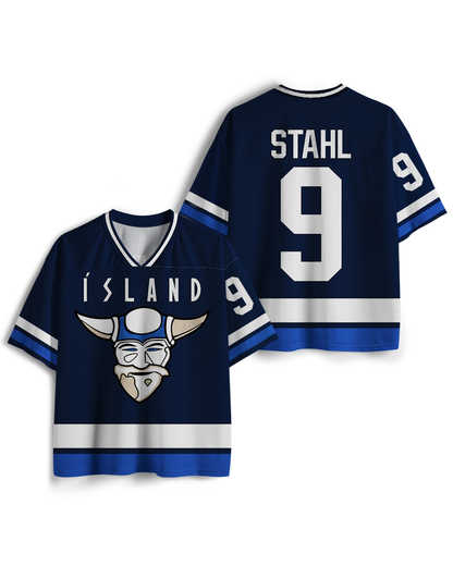 TheRetroTee 1970er Jahre Film-inspiriertes Island Hockey #9 Mesh Trikot