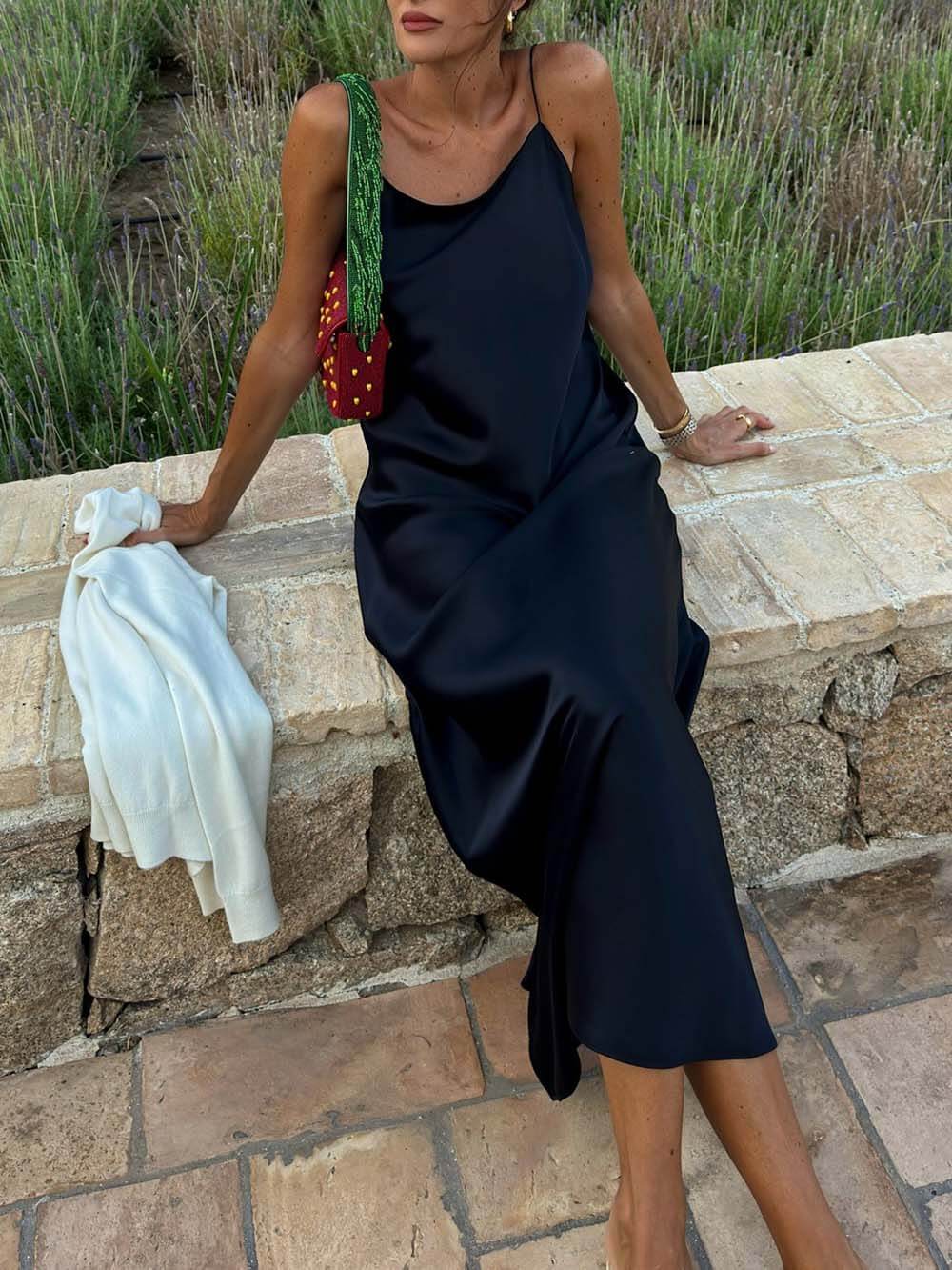 Casual Satin Backless Cami Maxi Dress