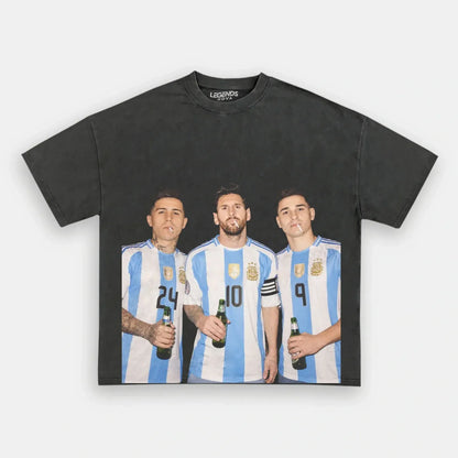 Enzo Fernández & Lionel Messi & Julián Álvarez Argentina Tee