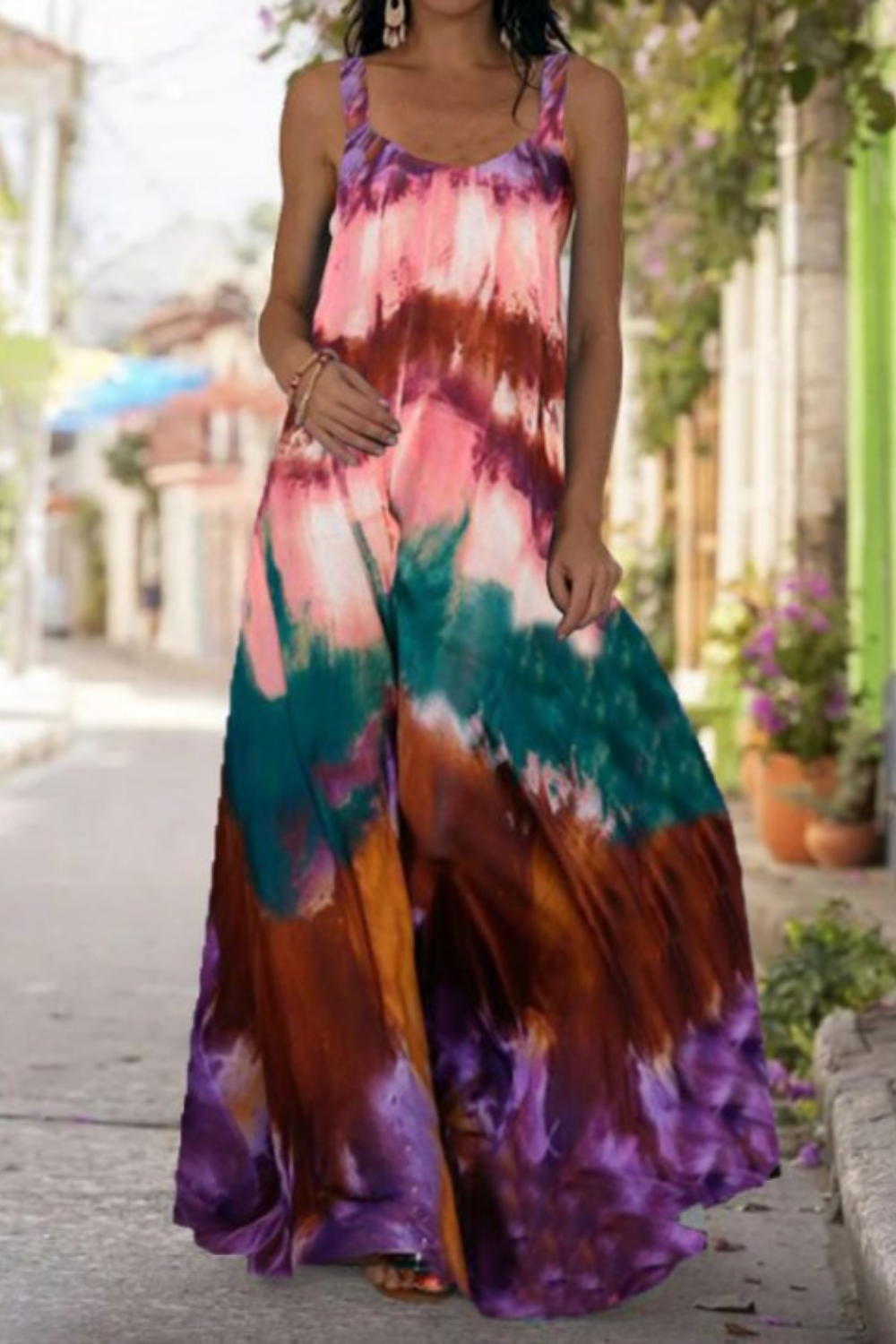Beach Bohemian Sleeveless Plus Size Maxi Dress