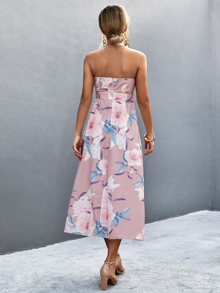 Summer Floral Print Boho A-Line Sleeveless Elegant Party  Maxi Dress