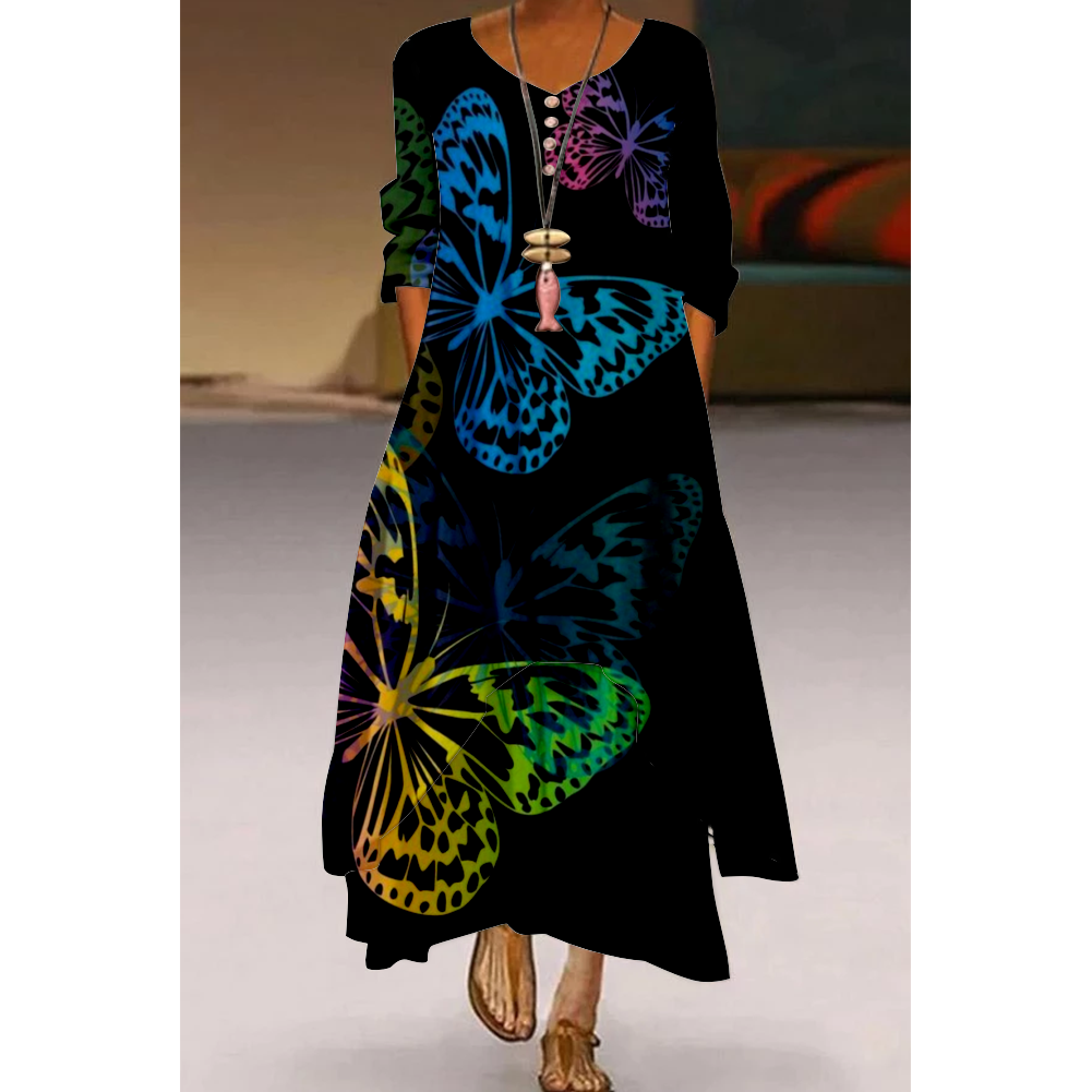 3D Printed Boho Sexy Vintage Party Maxi Dress