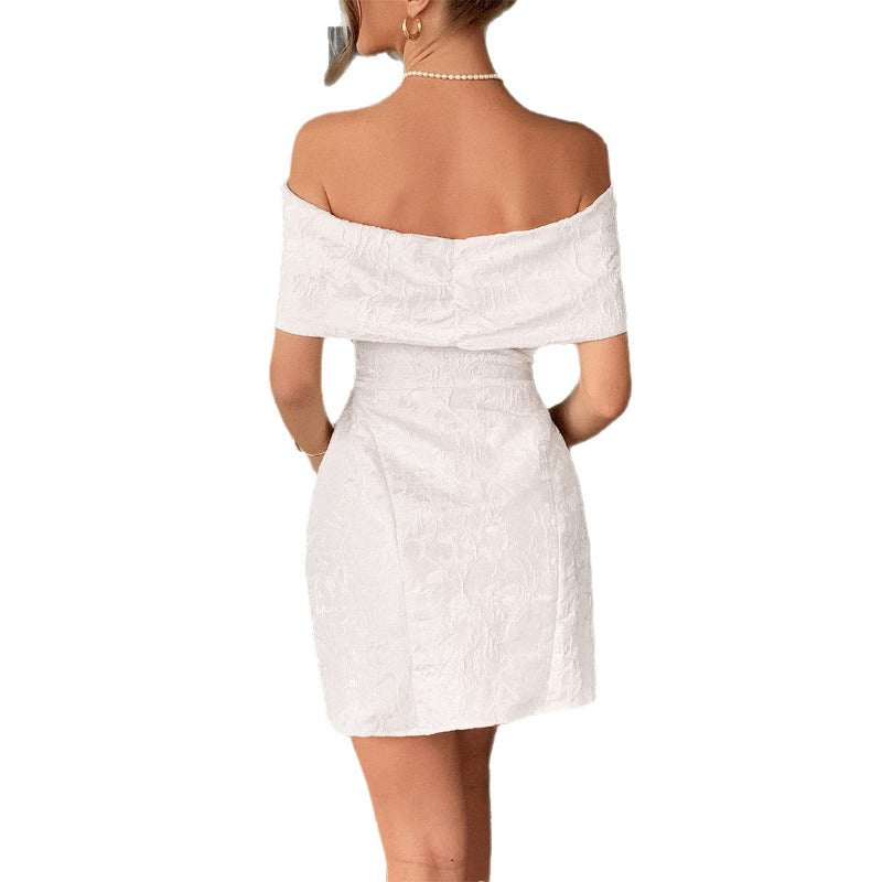 2025 Women's Elegant Off-Shoulder Tube Top Dress with High Waist Pleated dress Classy Bodycon Midi Dress for Party Evening