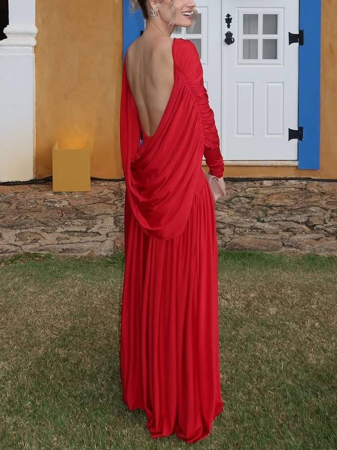 Backless Design Shawl Maxi Dress