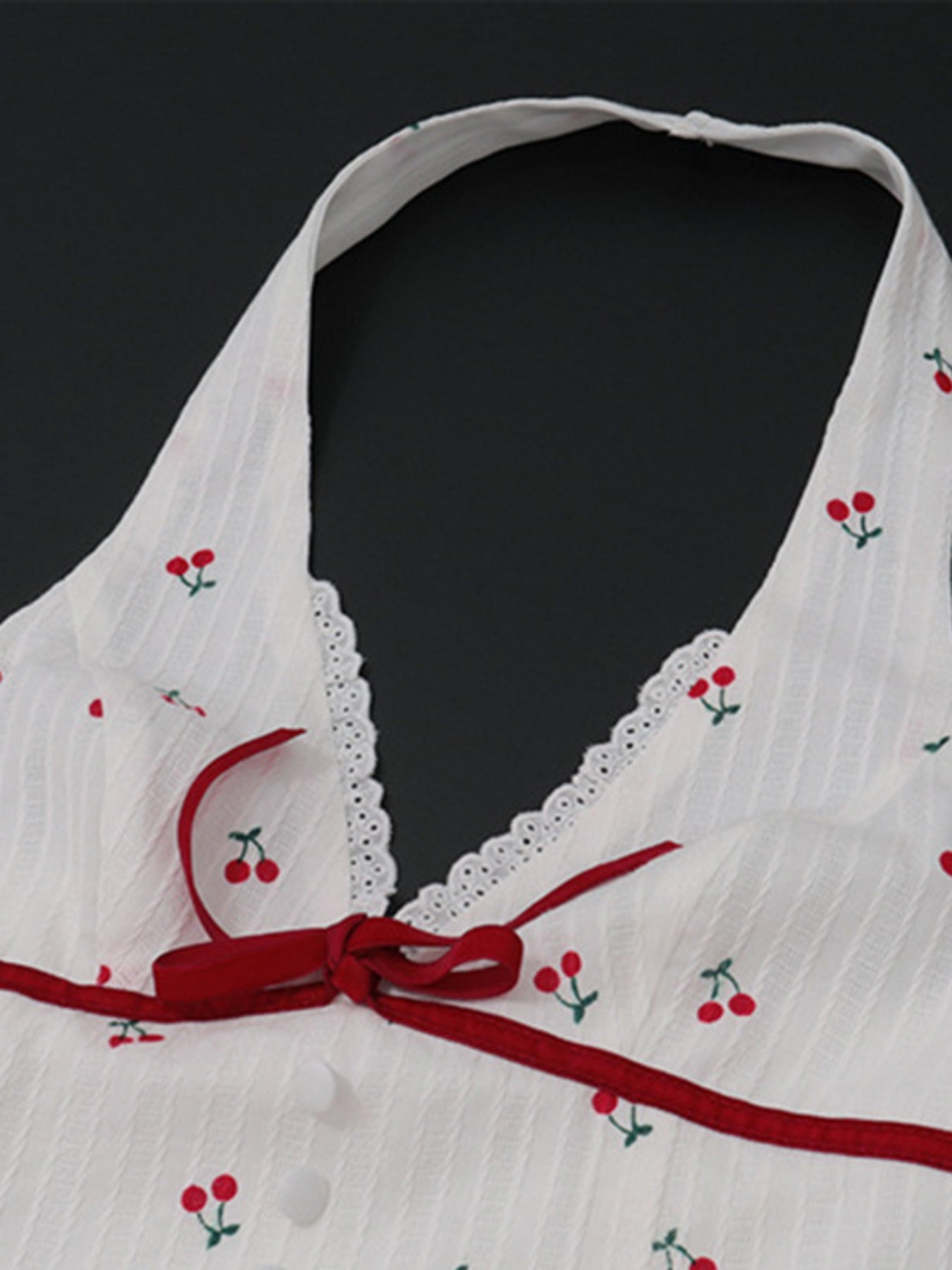 Women’s Cherry Print Halter Neck Backless Mini Dress