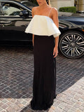 Black And White Color Contrast Fake Two-piece Sling Dress