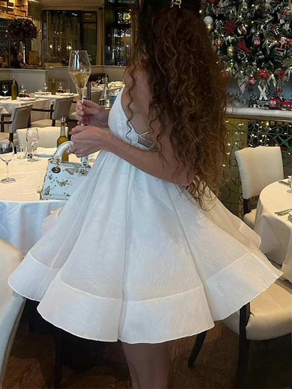 Sleevless Spaghetti-Neck A-Line Mini Dresses