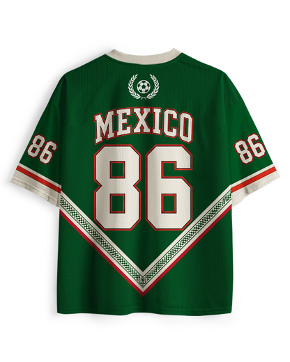 TheRetroTee Vintage Mexico Heritage Green Football Mesh Jersey