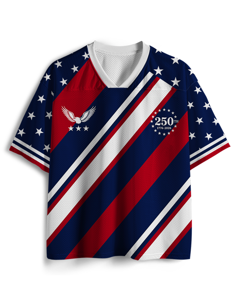 TheRetroTee America 250th Anniversary Patriotic Soccer Mesh Jersey