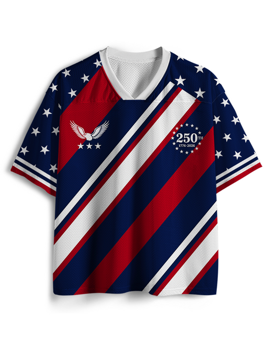 TheRetroTee America 250th Jahrestag Patriotisches Fußball-Mesh-Trikot