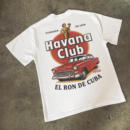 'Havana Club' Cuba Caddy Heavy White T-Shirt