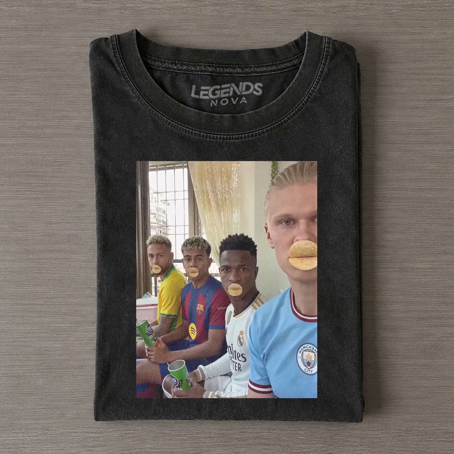 Four Football Stars Funny Chip Mouth Graphic Tee