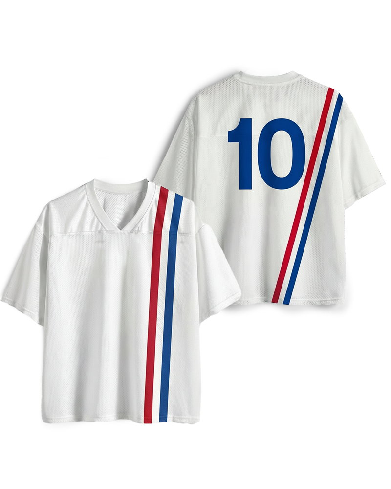 TheRetroTee Vintage 1970er-Jahre inspiriertes #10 Fußball-Mesh-Trikot