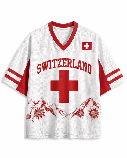 TheRetroTee Personalized Switzerland Soccer Mesh Jersey