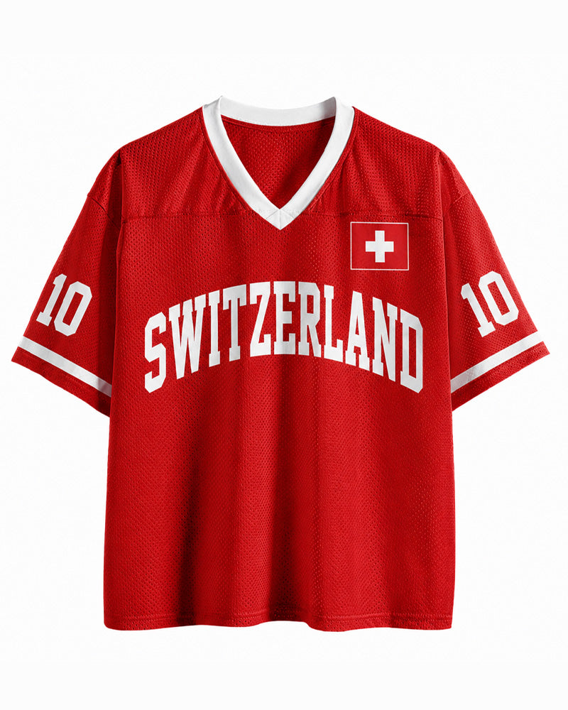 Maillot en mesh de football personnalisé Suisse TheRetroTee