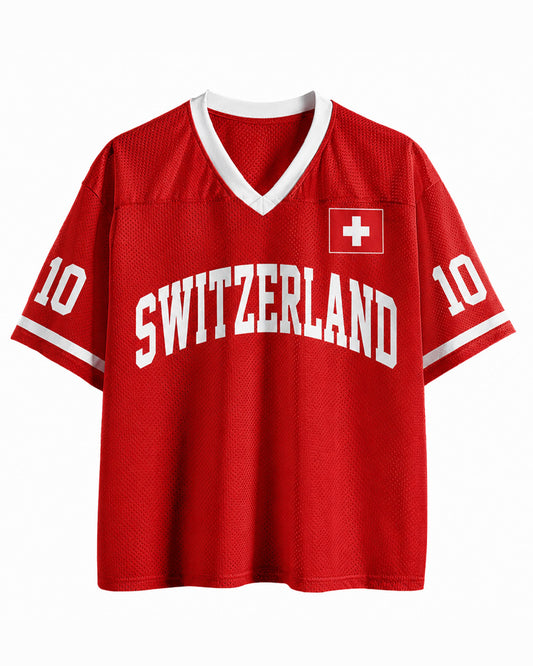TheRetroTee Individuelles Schweiz Fußball Trikot (Mesh)