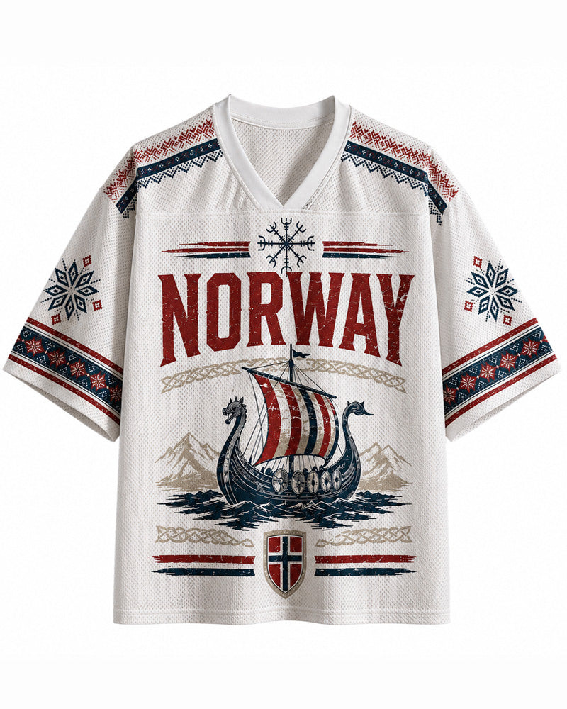Maillot de foot en résille TheRetroTee personnalisé avec nom Norvège