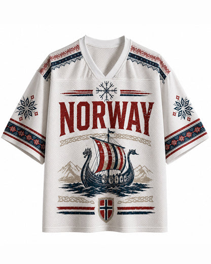 Maillot de foot en résille TheRetroTee personnalisé avec nom Norvège