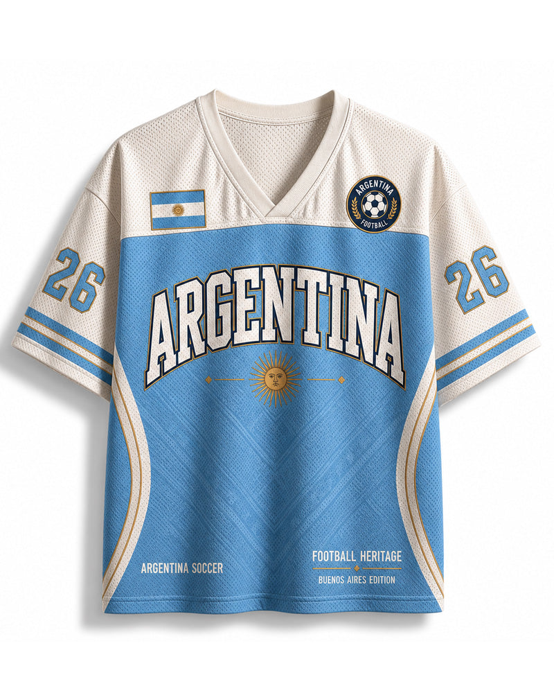 TheRetroTee Vintage Argentinien Fußball Erbe Mesh Trikot