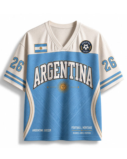 TheRetroTee Vintage Argentinien Fußball Erbe Mesh Trikot