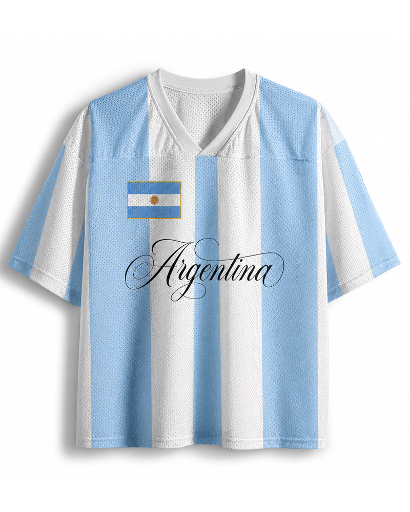 TheRetroTee Maillot Classique de Football Argentin Personnalisable en Maille Aérée pour Supporters