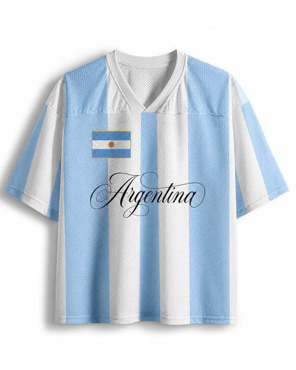 TheRetroTee Maillot Classique de Football Argentin Personnalisable en Maille Aérée pour Supporters